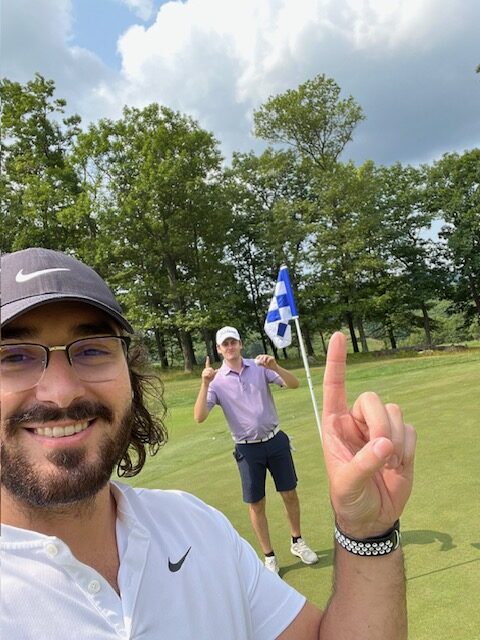 Chris Apicella and Vincent Greco celebrate their holes-in-one at Patriot Hills Golf Club