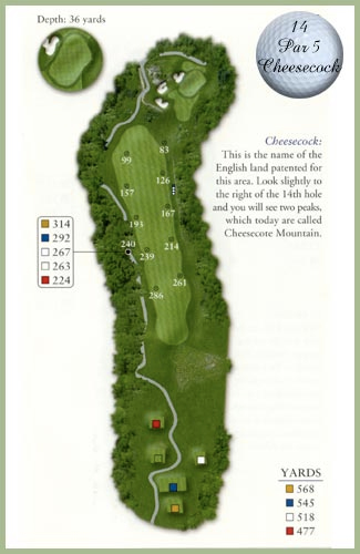 Course guide for Hole 14 — Par 5, Cheesecock