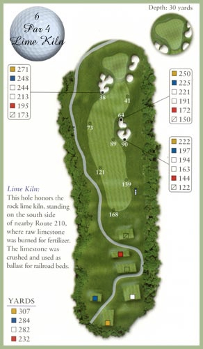 Course guide for Hole 6 — Par 4, Lime Kiln